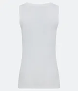 Musculosa verde oliva de punto texturizado, con breteles anchos y cuello redondo.