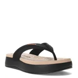 Sandalia Azaleia Maria, color negro con plataforma marrón clara y plantilla con estampado geométrico.