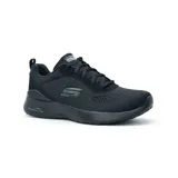 Championes Skechers Skech-Air Dynamight color negro, con capellada de malla knit suave, cordones, plantilla Memory Foam y media suela con cámara de aire Skech-Air.