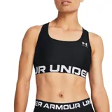 Top deportivo azul con logo de Under Armour en el frente y banda elástica con el nombre de la marca.