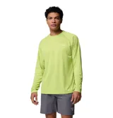 Remera de pesca Columbia PFG Solar Stream color verde lima, de manga larga con protección solar UPF 50 y tecnología Omni-Wick de secado rápido.