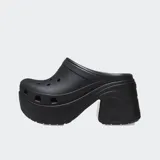 Zuecos Crocs Siren Clog color negro con plataforma y tacón.