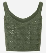 Blusa de punto color verde militar con breteles finos y escote en V.