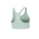 Sujetador deportivo Nike Swoosh color verde agua, de soporte medio, con almohadillas cosidas y tecnología Dri-FIT.