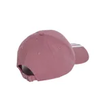 Gorra de béisbol Adidas color rosa con logo bordado en blanco en el frente y tres franjas blancas en la visera.
