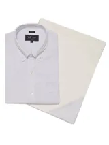 Camisa de hombre RKF Cityscape, de manga larga, corte regular y cuello americano abotonado. Diseño a cuadros pequeños en tonos blanco y celeste.