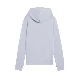Buzo con capucha Puma Essentials Logo, color lila con logo blanco estampado en el pecho y bolsillo tipo canguro.