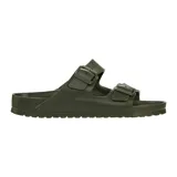 Sandalias Birkenstock Arizona EVA color verde oliva, con dos correas ajustables con hebilla y plantilla anatómica.