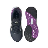 Championes Adidas Runfalcon + 5 color azul con detalles en beige y violeta, ideales para running.
