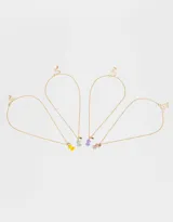 Set de cuatro collares dorados con dije de ositos de colores.