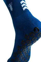 Medias de caña media color azul con logo de la marca en blanco.