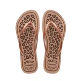 Ojotas Havaianas con estampado animal print de leopardo en tonos marrones y beige.