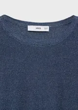 Jersey azul con lúrex, de tejido de punto fino, cuello redondo y manga larga.