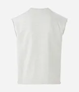 Musculosa negra de algodón con corte recto y hombros ligeramente ampliados (boxy fit). Presenta estampado frontal en blanco con el texto "URBAN SCENE TRENDS", "NEW YORK" y "Manhattan 1974".