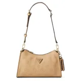 Cartera de hombro Guess modelo Cresidia, color beige con estampado del logo de la marca.