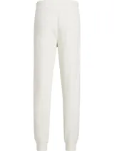 Pantalón de jogging blanco de algodón, modal y poliéster, con cintura elástica, tobillos con punto canalé, bolsillos laterales, talle medio e insignia con logo de Calvin Klein.