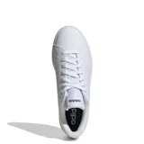 Championes Adidas Advantage Base 2.0 de cuero sintético blanco con perforaciones laterales, cordones y logo en la lengüeta.