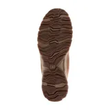 Bota de cuero color marrón con cordones, logo de la marca en el lateral y suela de goma color beige.