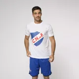 T-shirt blanca con estampa del escudo nacional en el frente, de corte clásico.