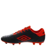 Championes de fútbol Umbro Touch FG, color negro con detalles en rojo y logo de la marca en el lateral.
