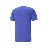 Remera deportiva Puma Run Favorite Heather de poliéster color violeta jaspeado, con cuello redondo y logo estampado en el pecho.