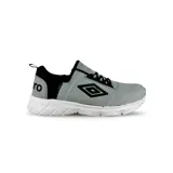 Zapatillas deportivas con capellada de polyester, diseño en tonos grises y detalles negros, ideal para actividades deportivas.