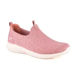 Championes Skechers Ultra Flex Pure Spark, color rosa con estampado de leopardo y plantilla Air Cooled Memory Foam.