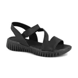Sandalias Usaflex color piel con plataforma blanca. Capellada de cuero con textura. Forro Usa Care en tejido resistente, suave y sedoso, que previene la propagación de bacterias.