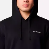 Canguro azul con capucha ajustable con cordón, bolsillo tipo canguro y logo de la marca bordado en el pecho.
