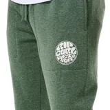 Pantalón deportivo verde de la marca Rip Curl, con ajuste en la cintura y puños elásticos.