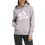 Buzo con capucha en color gris, confeccionado en felpa suave, con logotipo de adidas en la parte frontal.