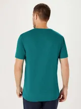 Camiseta básica de algodón en color negro, con cuello en V y corte regular.
