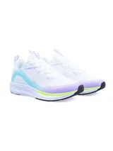Championes de running Umbro Primus para mujer, color negro con detalles en blanco y suela blanca con detalles en rosa.