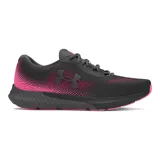 Zapatillas de running Under Armour Charged Rogue 4 para mujer, color blanco con detalles en gris y azul.
