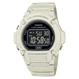 Reloj digital Casio con caja de resina color beige, esfera digital negra, cronómetro, alarma, calendario y resistencia al agua 50m.