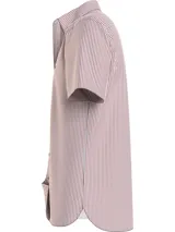Camisa de manga corta Tommy Hilfiger de algodón a rayas verticales rojas y blancas, con cuello abotonado y logo bordado en el pecho.