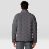 Campera gris con cierre frontal, bolsillos laterales con cierre y logo de la marca en el pecho.