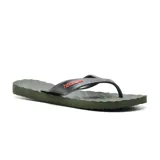 Ojotas Havaianas modelo Track Waves, color verde militar con logo en naranja.