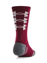 Medias deportivas unisex Under Armour Performance Tech, color borgoña con detalles en gris. Paquete de 3 pares.