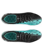 Championes de fútbol Under Armour Magnetico Elite, color negro con detalles en turquesa.