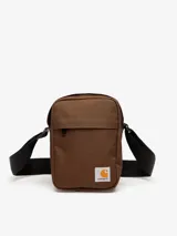 Bandolera Carhartt Jake de lona de poliéster reciclado repelente al agua, color negro, con compartimento principal con cremallera, bolsillo frontal y bolsillo interior de malla.