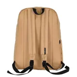 Mochila de estilo clásico color lila claro, con compartimento principal, bolsillo frontal con cierre y bolsillos laterales. Presenta un parche negro con el logo 'terrano' en blanco en la parte superior.