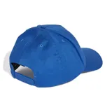 Gorro de béisbol azul de algodón con logo de adidas, de estructura de seis paneles y tira trasera ajustable.