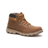Bota de cuero color marrón, con cuello acolchado en cuero negro, cordones redondos color marrón, suela de goma color beige con tecnología City Grip y Duofuse. Impermeable.