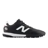 Championes New Balance modelo 442 para fútbol, color negro con logo "N" blanco en el lateral. Presentan suela con tapones bajos para césped artificial o superficies duras y detalles en blanco en el talón y entresuela.