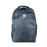 Mochila gris con diseño liso y logo de Umbro en la parte frontal.