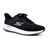 Championes deportivos Skechers Go Run Pulse 2.0, color negro con logo plateado en el lateral, capellada de malla transpirable, plantilla Goga Mat para mayor comodidad y suela Goodyear para mayor tracción.