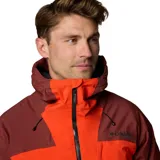 Campera de esquí Columbia Titanium Cirque Bowl Jacket, color naranja y marrón, impermeable y transpirable con tecnología Omni-Tech™ y forro termorreflectante Omni-Heat™ Infinity. Cuenta con capucha compatible con casco, ventilación en las axilas, faldón antinieve, múltiples bolsillos y puños ajustables.