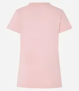 Blusa blanca de algodón con cuello en V, manga corta y bolsillo frontal.
