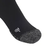 Medias de fútbol Adidas negras con tres rayas horizontales grises en la parte superior y logo de la marca en el frente.